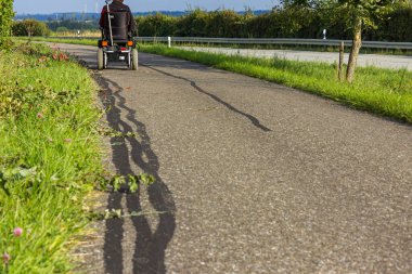 Almanya 'da yazın yol kenarında tekerlekli sandalye.