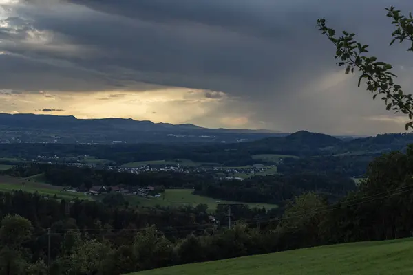 Tempestosa Nube Tempo Tramonto Paesaggio Sera Nel Sud Della Germania — Foto Stock