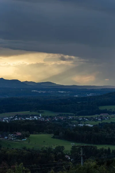 Tormenta Nube Tiempo Puesta Sol Paisaje Noche Sur Alemania Campo —  Fotos de Stock