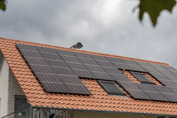 stock image new building area wit solar panel on rooftop in south germany summer blue sky day with cloudy sky weather