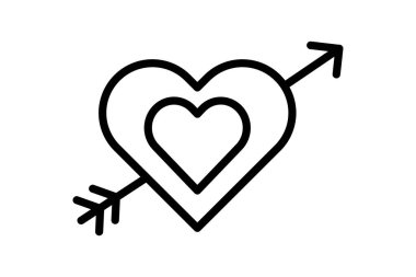 Minimalist bir tasarım bir kalp, bir ok saplanmış bir kalp, kırık bir kalp, ve aşk yolculuğunu temsil eden bir kalp, tutku, kalp kırıklığı ve şefkat..