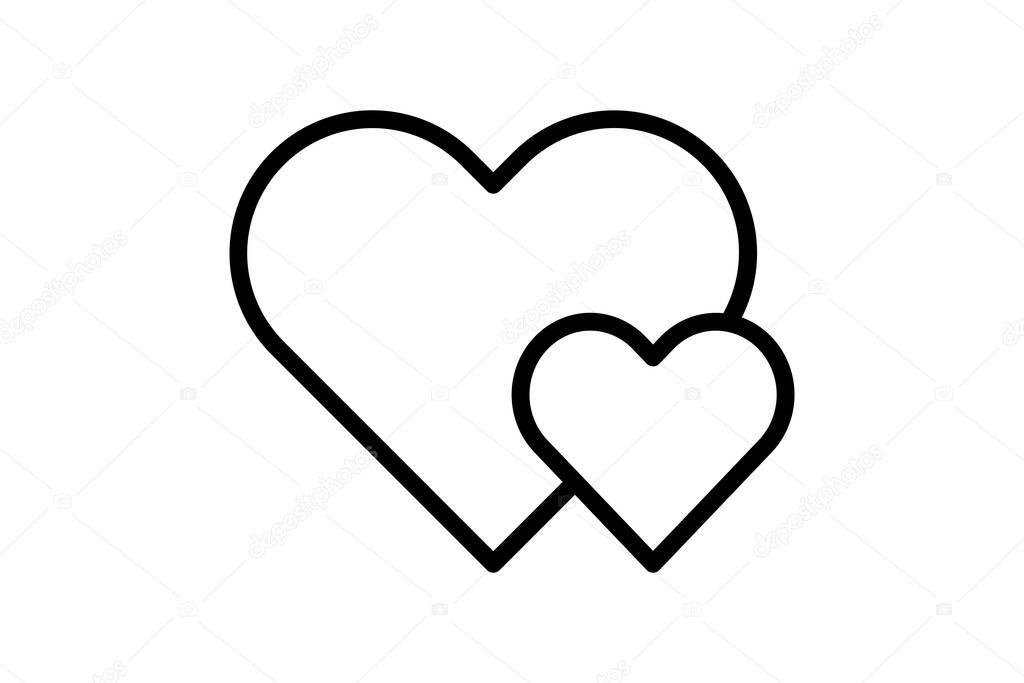 A minimalist outline design showcasing a heart, an arrow pierced heart, a broken heart, and a heart in love, representing the journey of love passion, heartbreak, and affection.
