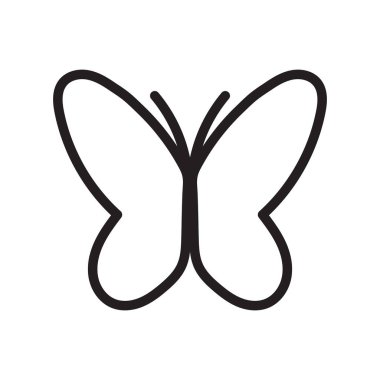 Keskin açıları ve keskin çizgileri olan, modern kıvrımlı, cesur bir kelebek ana hatlı ikon. Bu vektör logo tasarımları ve çağdaş doğa temalı markalaşma projeleri için idealdir