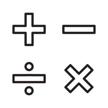 Düz ve renkli matematik operasyon sembolü tasarım illüstrasyonu, okul, kırtasiye ve öğrenme görselleri için ideal. Eğitim ve matematik temalı içerik için harika.