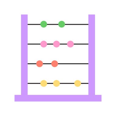 Parlak düz tasarım abaküs çizimi, okulu, eğitimi ve kırtasiye temalarını temsil ediyor. Eğitimsel içerik ve matematikle ilgili tasarımlar için mükemmel.
