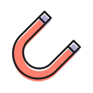 Parlak düz U mıknatıs tasarımı çizimi, okul, bilim ve kırtasiye teması için mükemmel. Fizik veya eğitici grafik projeleri için ideal.