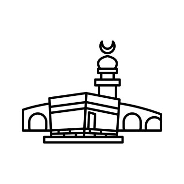 Zarif Kabe tasarımı, İslam 'ı, Kurban Bayramı' nı ve hac ziyaretini temsil ediyor. Hac, dini ve kültürel grafik projeleri için ideal.