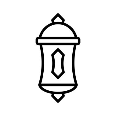 Ramadhan ve Ramazan Bayramı 'nı sembolize eden asılı bir İslam fenerinin tasviri. Festival, dini ve dekoratif tasarım projeleri için mükemmel..