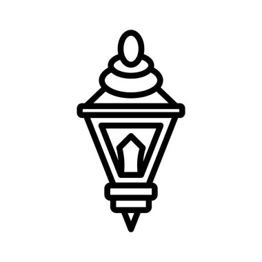 Minimalist bir İslami fenerin basit çizgisi çizimi, Ramadhan ve festival tasarım projeleri için ideal.