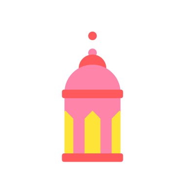 İslam ve Ramadhan 'ı temsil eden geleneksel bir bayram fenerinin basit düz tasarımı. Festival, manevi ve kültürel projeler için ideal..