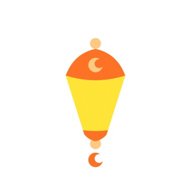 Klasik bayram fenerinin düz tasarım çizimi, İslami kutlamalar ve ruhani temalar için mükemmel..