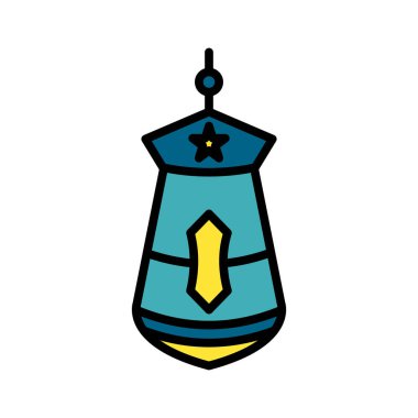 Ramadhan, İslam ve Kurban Bayramı kutlamaları için ideal renkte, klasik stil İslami fener tasarımı tasarımı..