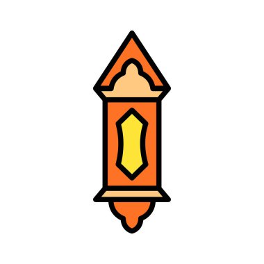 Cami tarzı bir fenerin basit tasarımı. Ramadhan, İslam ve Ramazan Bayramı dekorasyonları için mükemmel. Renkli, modern bir dokunuşla..