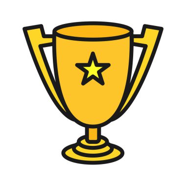 Bir kupanın basit renk tasarımı, öğrenci başarısını ve okul başarısını sembolize ediyor. Eğitim temaları için ideal.