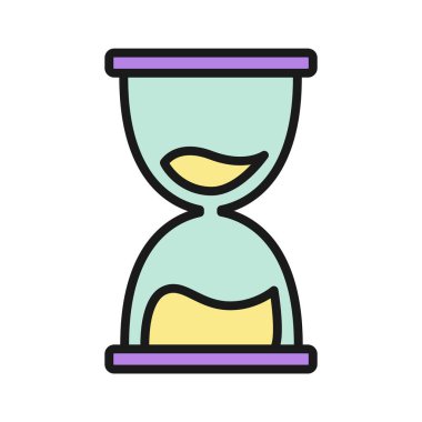 Bir kum saatinin minimalist renk tasarımı, zaman yönetimini, okul saatlerini ve öğrenci disiplinini sembolize ediyor.