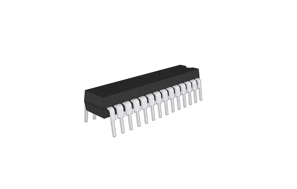 Kleiner Mikroprozessor Mikrocontroller Chip Auf Weißem Blackground Objektmakro Extreme Nahaufnahme — Stockvektor