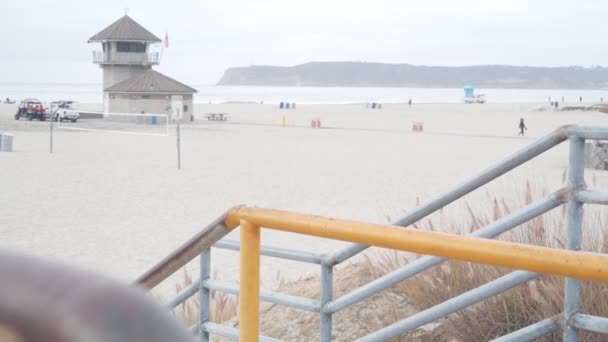 Soporte Salvavidas Cabaña Torre Salvavidas Surf Seguridad Playa California Estación — Vídeos de Stock