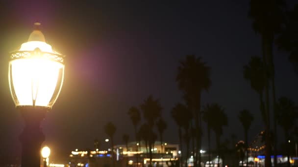 Lantern Glows Beach Sunset California Coast Usa Beachfront Walkway Park — 图库视频影像