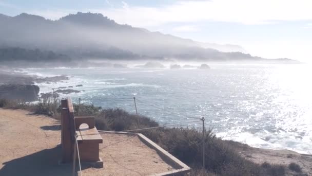Felsiger Zerklüfteter Meeresstrand Point Lobos Landschaft Kalifornische Küste Usa Große — Stockvideo