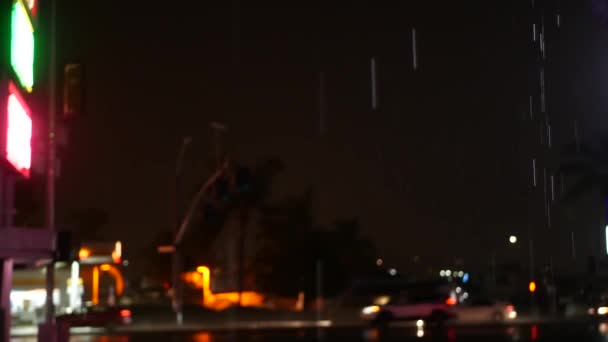 Rain Drops Drip Metal Roof Droplets Trickle Rainy Weather Night — Stock Video