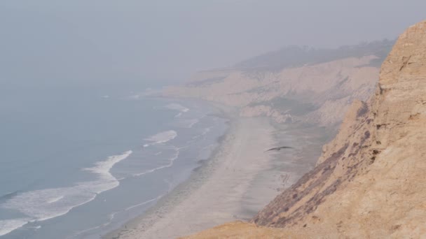 Strome Urwisko Skała Lub Blef Mgła Erozja Wybrzeża Kalifornii Usa — Wideo stockowe