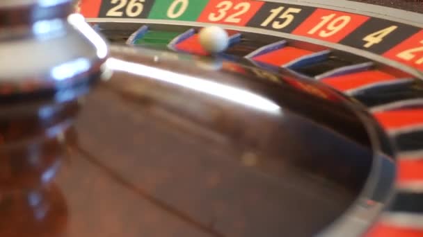 Boll Trä Franska Roulette Bord Kasino Hjul Snurrar Vrider Eller — Stockvideo
