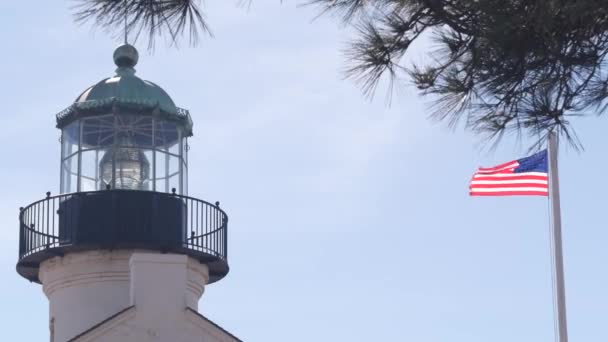 Vintage Lighthouse Tower Retro Light House Old Historic Classic Beacon — Stock video