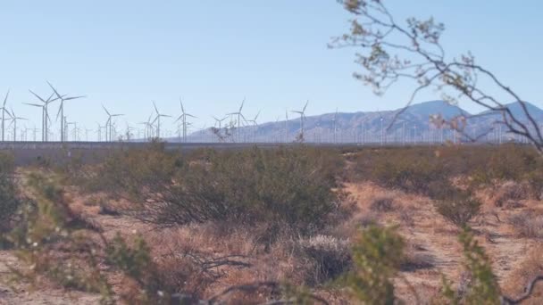 Windmolens Turbine Draaien Windmolenpark Energiecentrale Alternatieve Groene Duurzame Energie Generatoren — Stockvideo