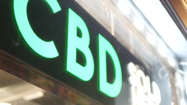 Neon Sign Smoke Shop Legalized Cbd Oil Medical Cannabis Store — Wideo stockowe