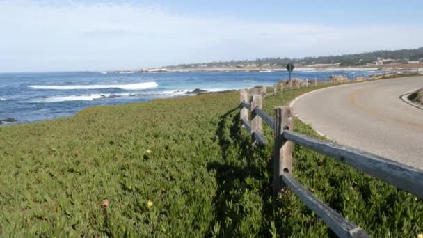 Mils Bilväg Monterey Kalifornien Usa Resa Längs Havet Havsvågor Pacific — Stockvideo