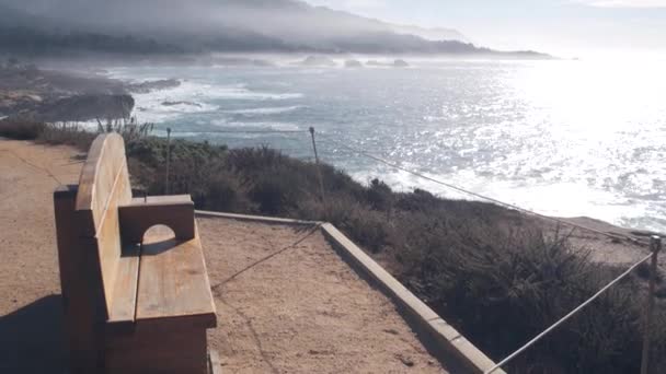Скелястий Морський Пляж Пейзаж Пойнт Лобос Каліфорнійське Узбережжя Сша Великі — стокове відео