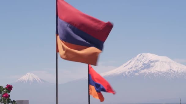 Primaria Militar Bandera Armenia Conflicto Nagorno Karabaj Guerra Azerbaiyán Artsaj — Vídeo de stock