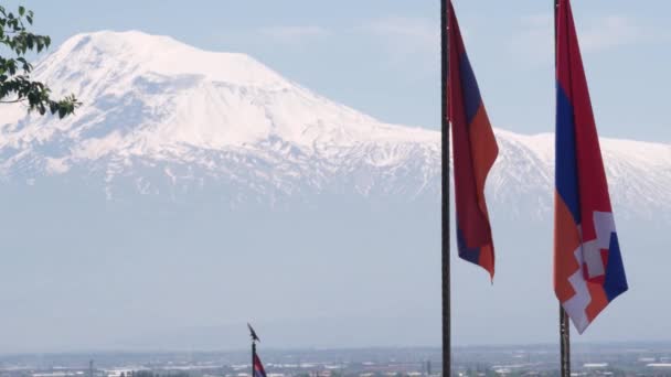 Ermeni Bayrağı Askeri Mezarlık Nagorno Karabak Çatışması Azerbaycan Savaşı Erablur — Stok video