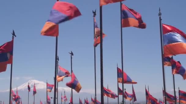 Yerevan Armenia May 2022 Military Cementary Flags Nagorno Karabakh Conflict — Stock Video