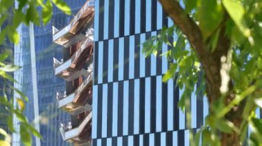 New York, Birleşik Devletler. Hudson Yards kentsel mimarisi Chelsea, Manhattan Midtown, NYC, ABD 'de. Yeni modern gökdelenler, Amerikan iş binaları ve gayrimenkul. Sanat simgesi