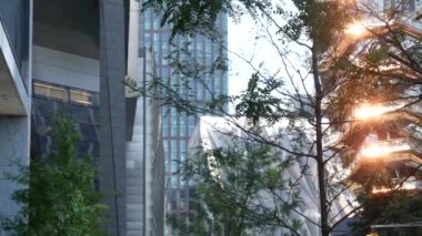 New York, Birleşik Devletler. Hudson Yards kentsel mimarisi Chelsea, Manhattan Midtown, NYC, ABD 'de. Yeni modern gökdelenler, Amerikan iş binaları ve gayrimenkul. Sanat simgesi