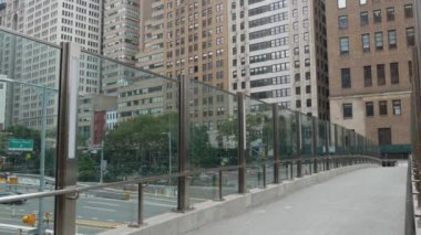 New York City Aşağı Manhattan, Downtown Finans Bölgesi mimarisi, Birleşik Devletler. Yüksek gökdelenler, konutlar ve ofis binaları, ABD. Amerikan şehir sokağı, emlak, New York 'ta emlak..