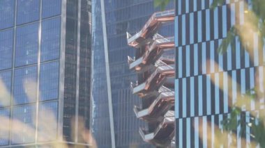 New York, Birleşik Devletler. Hudson Yards kentsel mimarisi Chelsea, Manhattan Midtown, NYC, ABD 'de. Yeni modern gökdelenler, Amerikan iş binaları ve gayrimenkul. Sanat simgesi