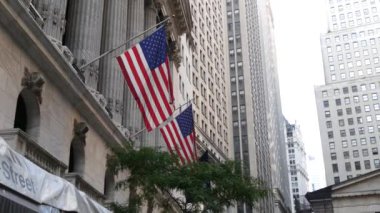 New York, Birleşik Devletler. Aşağı Manhattan Mali Bölgesi Şehir Mimarisi. Amerikan Borsası binası, ABD Borsası.