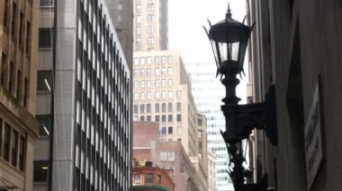 New York City Aşağı Manhattan, Downtown Finans Bölgesi mimarisi, Birleşik Devletler. Restoran binası, William Caddesi, Beaver Caddesi, ABD. Amerikan şehir sokağı, kırmızı tuğlalı ev.