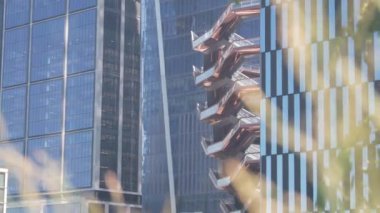 New York, Birleşik Devletler. Hudson Yards kentsel mimarisi Chelsea, Manhattan Midtown, NYC, ABD 'de. Yeni modern gökdelenler, Amerikan iş binaları ve gayrimenkul. Sanat simgesi