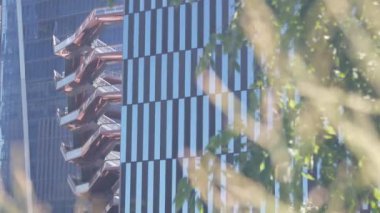 New York, Birleşik Devletler. Hudson Yards kentsel mimarisi Chelsea, Manhattan Midtown, NYC, ABD 'de. Yeni modern gökdelenler, Amerikan iş binaları ve gayrimenkul. Sanat simgesi