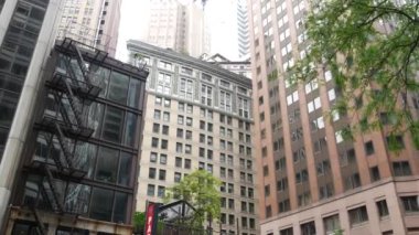 New York City Aşağı Manhattan, Downtown Finans Bölgesi mimarisi, Birleşik Devletler. Yüksek gökdelenler, konutlar ve ofis binaları, ABD. Water Caddesi, Amerikan emlak veya emlak.