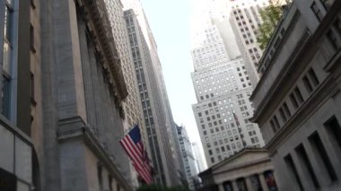 New York, Birleşik Devletler. Aşağı Manhattan Mali Bölgesi Şehir Mimarisi. Amerikan Borsası binası, ABD Borsası.