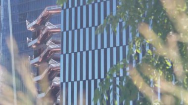 New York, Birleşik Devletler. Hudson Yards kentsel mimarisi Chelsea, Manhattan Midtown, NYC, ABD 'de. Yeni modern gökdelenler, Amerikan iş binaları ve gayrimenkul. Sanat simgesi