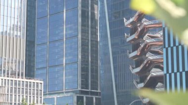 New York, Birleşik Devletler. Hudson Yards kentsel mimarisi Chelsea, Manhattan Midtown, NYC, ABD 'de. Yeni modern gökdelenler, Amerikan iş binaları ve gayrimenkul. Sanat simgesi