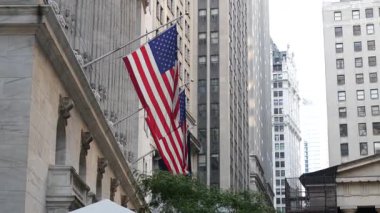 New York, Birleşik Devletler. Aşağı Manhattan Mali Bölgesi Şehir Mimarisi. Amerikan Borsası binası, ABD Borsası.