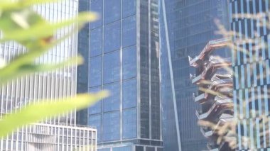 New York, Birleşik Devletler. Hudson Yards kentsel mimarisi Chelsea, Manhattan Midtown, NYC, ABD 'de. Yeni modern gökdelenler, Amerikan iş binaları ve gayrimenkul. Sanat simgesi