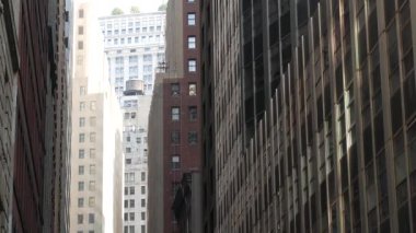 New York City Aşağı Manhattan, Downtown Financial District sokak mimarisi, Birleşik Devletler. Yüksek gökdelenler, konutlar ve ofis binaları, Amerikan gayrimenkulleri ya da Amerikan emlakçıları. Fidi Kuleleri.