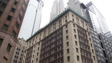 New York City Aşağı Manhattan, Downtown Financial District sokak mimarisi, Birleşik Devletler. Yüksek gökdelenler, konutlar ve ofis binaları, Amerikan gayrimenkulleri ya da Amerikan emlakçıları. Fidi Kuleleri.